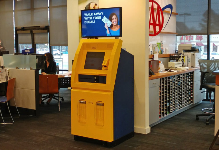 tag kiosk allows motorists to renew registrations in AAA ITI